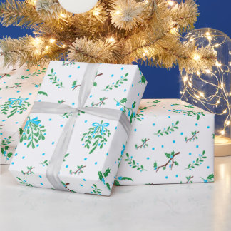 Papel De Presente Azul Mistura Natal
