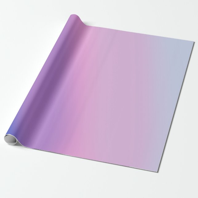 Papel De Presente Azul Moderno e Rosa Gradiente Estética Sonhadora (Desenrolado)