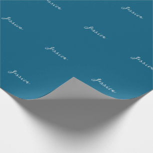 Papel De Presente Azul Moderno Elegante Simples Profissional Nome