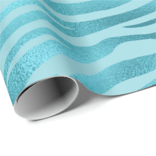 Papel De Presente Azul Oceano Celestial Aqua Metálico