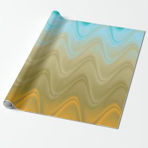 Papel De Presente Azul Ondulado Verde Laranja Abstrato
