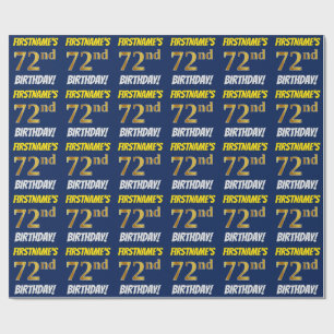 Papel De Presente Azul, Ouro Falso/Imitação, "72º ANIVERSÁRIO"