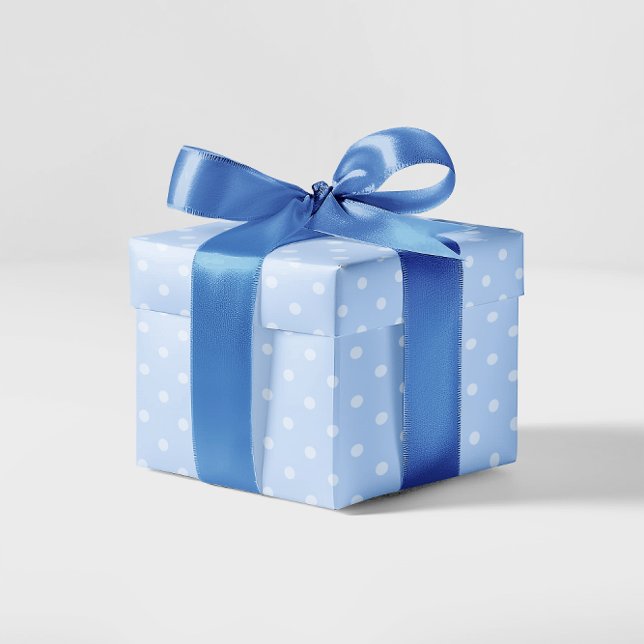 Papel De Presente Azul Pastel e Pequeno Ponto Branca (Pastel Blue and White Small Polka Dot Wrapping Paper)