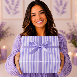 Papel De Presente Azul Periwinkle Elegante Listras Aquarela