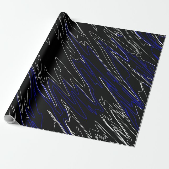 Papel De Presente Azul preto marmoreado (Desenrolado)