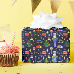 Papel De Presente Azul Preto Suite de Natal 