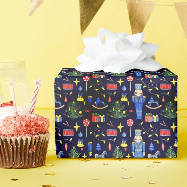 Papel De Presente Azul Preto Suite de Natal  (Festa de aniversário)
