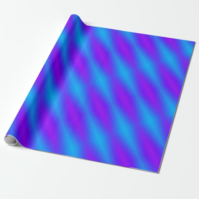 Papel De Presente Azul Retro Brilhante e Arlequim Roxo (Desenrolado)