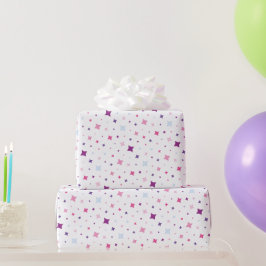 Papel De Presente Azul Rosa Estrelas Roxas Espaço Cósmico.