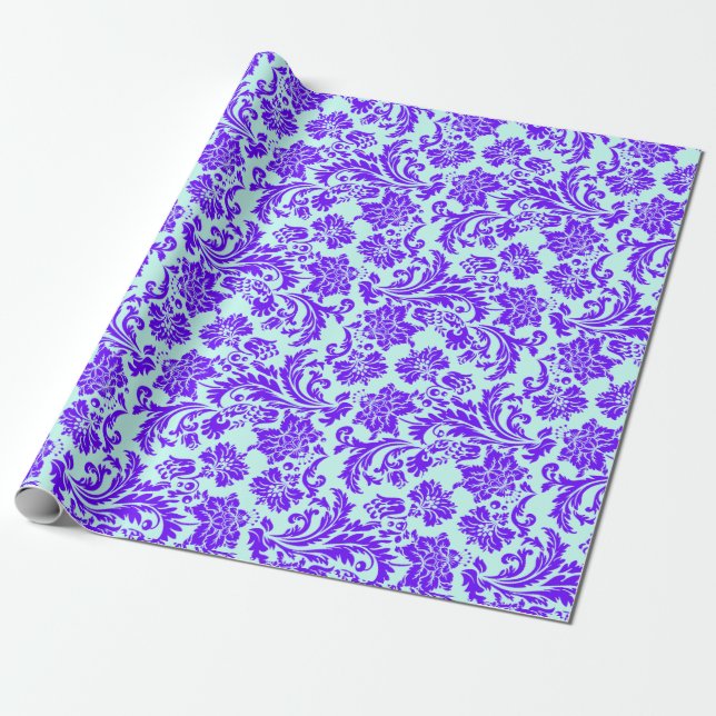 Papel De Presente Azul-roxo elegante e amêijoas azuis (Desenrolado)