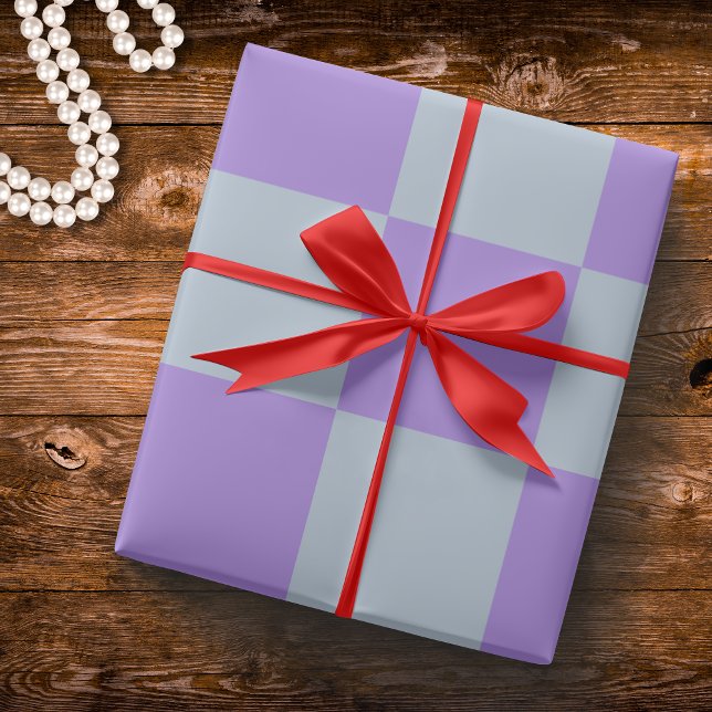 Papel De Presente Azul suave e Lavanda verificados (Criador carregado)