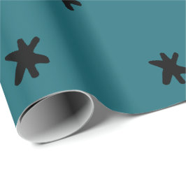 Papel De Presente Azul Turquesa Verde Moderno e Padrão Preto