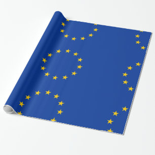 Papel De Presente Azul União Europeia com estrelas douradas
