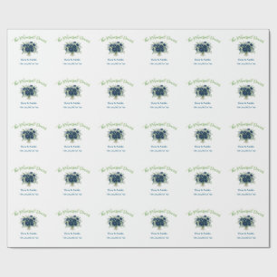 Papel De Presente azul verde floral o jantar de ensaio editável na