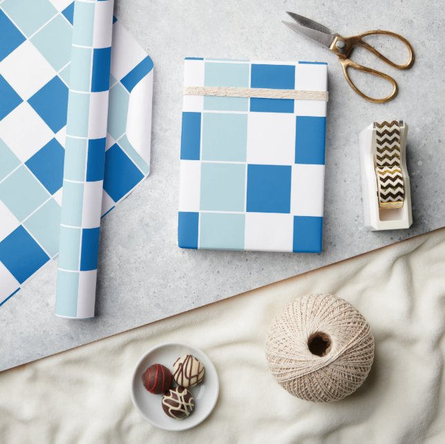 Papel De Presente Azul Verificado (Artesanato)