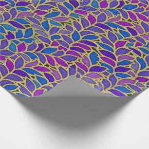 Papel De Presente Azul, violeta e ouro de Floresta