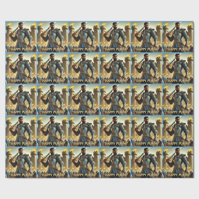 Papel De Presente Azul Warrior Purim Wraping Paper 2 (Barra)