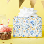 Papel De Presente Azul Yellow Boho Floral Chá de fraldas Birthday<br><div class="desc">Um elegante padrão floral azul e amarelo neste papel de embrulho. Excelente de aniversário,  chás de fraldas,  chás de panela e casamentos, </div>