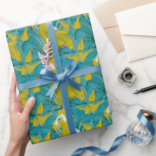 Papel De Presente Azulejo Art Nouveau Narciso Amarelo de Walter Cran
