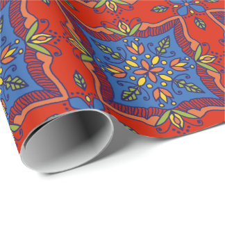 Papel De Presente Azulejo Boho Talavera