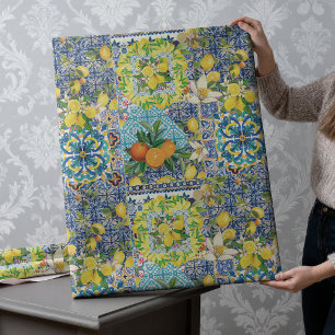 Papel De Presente Azulejo cerâmico de citrus siciliano mediterrâneo