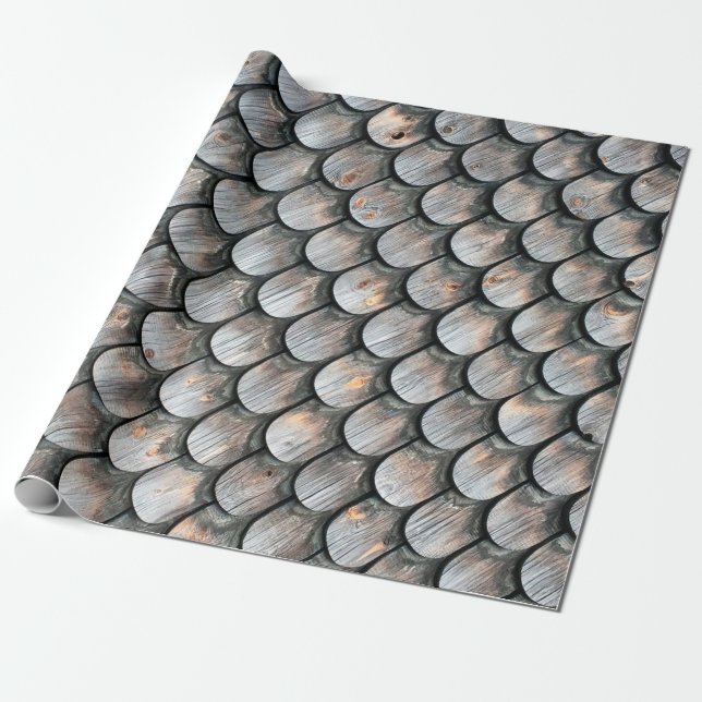Papel De Presente Azulejo de cerâmica castanha e branca (Desenrolado)