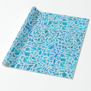 Papel De Presente Azulejo de Vidro Mosaico Azul Turquesa Moderno Qui