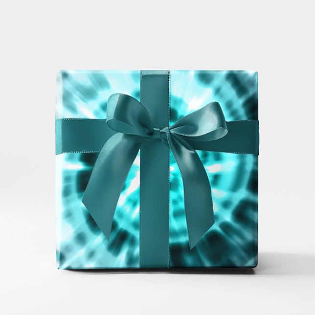Papel De Presente Azulejo digital Abstrato azul-aqua e branco (Aqua Blue Teal and White Abstract Digital Tile Wrapping Paper)
