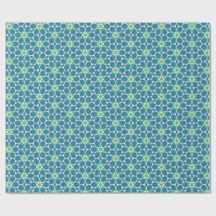 Papel De Presente Azulejo do padrão azul-lacrimoflado de flor Floral