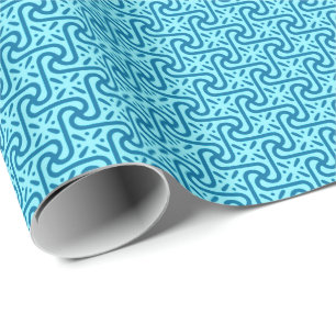 Papel De Presente Azulejo egípcio, azul-turquesa e de cobalto