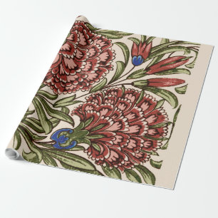 Papel De Presente Azulejo Flor de Cravo Antigo Rústico De Morgan Art