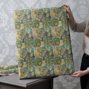 Papel De Presente Azulejo Floral de Laranja Siciliano Chic