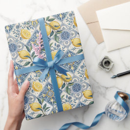 Papel De Presente Azulejo Francês País Aquarela Limão