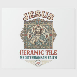 Papel De Presente Azulejo Jesus Mediterrâneo Fé Jesus Cerâmica