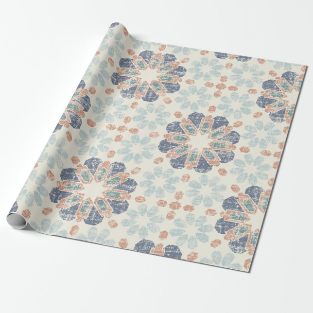 Papel De Presente Azulejo marroquino - Periwinkle (Desenrolado)
