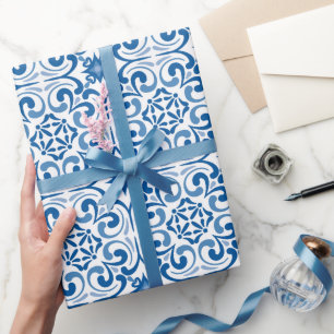 Papel De Presente Azulejo Português Mediterrâneo Tradicional
