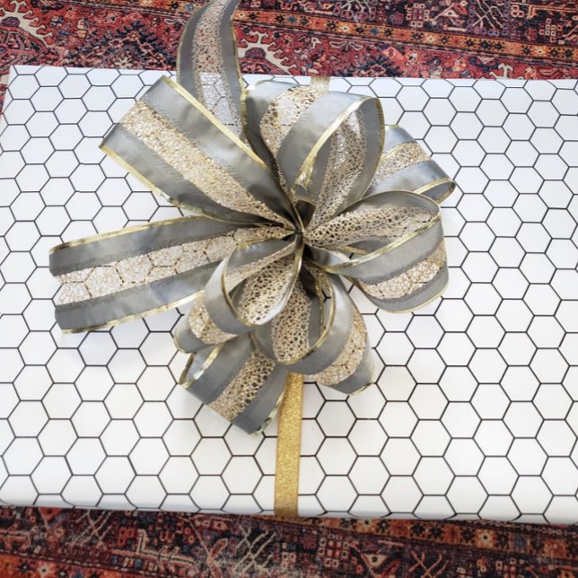 Papel De Presente Azulejo preto e branco moderno (Criador carregado)