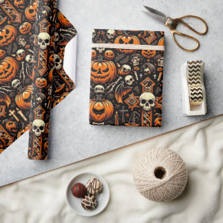 Papel De Presente Azulejo temático de Spooky Halloween