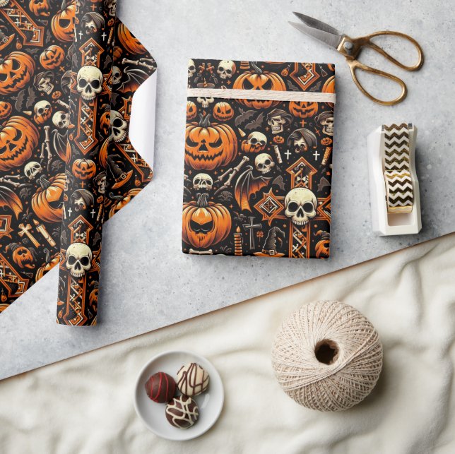 Papel De Presente Azulejo temático de Spooky Halloween (Artesanato)