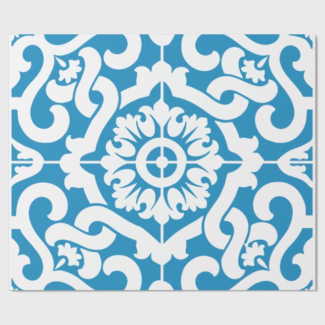 Papel De Presente Azulejos azuis portugueses 1 (Aberto)