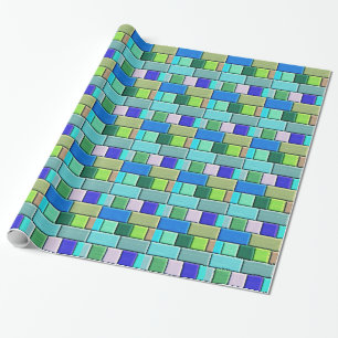 Papel De Presente Azulejos Azuis Shappire