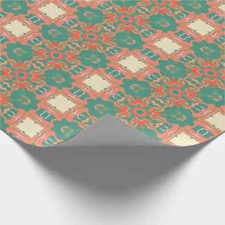 Papel De Presente Azulejos corais Glam boémios do pêssego do azul de
