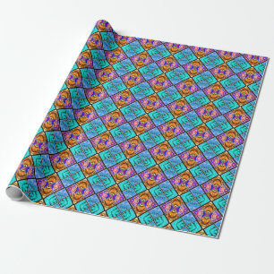 Papel De Presente Azulejos de Harlequin Azure Bronze Ametist