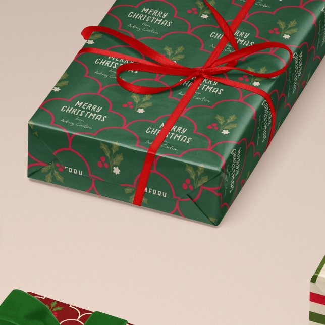 Papel De Presente Azulejos de Natal de Enorme Verde e Vermelho (Criador carregado)