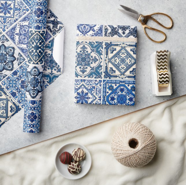 Papel De Presente Azulejos do Mediterrâneo, Portugal, Azulejo, Majol (Artesanato)