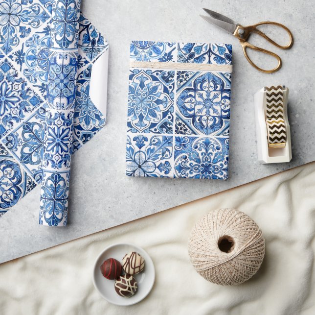 Papel De Presente Azulejos do Mediterrâneo, Portugal, Azulejo, Majol (Artesanato)