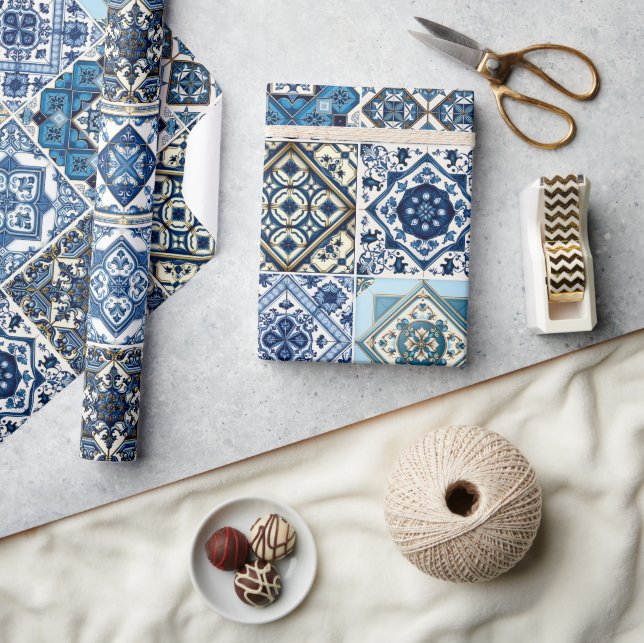 Papel De Presente Azulejos do Mediterrâneo, Portugal, Azulejo, Majol (Artesanato)