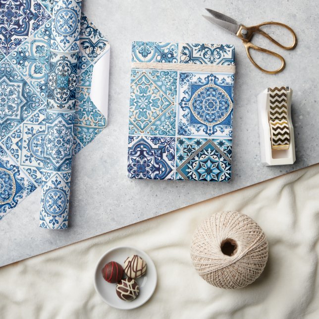 Papel De Presente Azulejos do Mediterrâneo, Portugal, Azulejo, Majol (Artesanato)