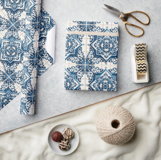 Papel De Presente Azulejos do Mediterrâneo, Portugal, Azulejo, Majol (Artesanato)