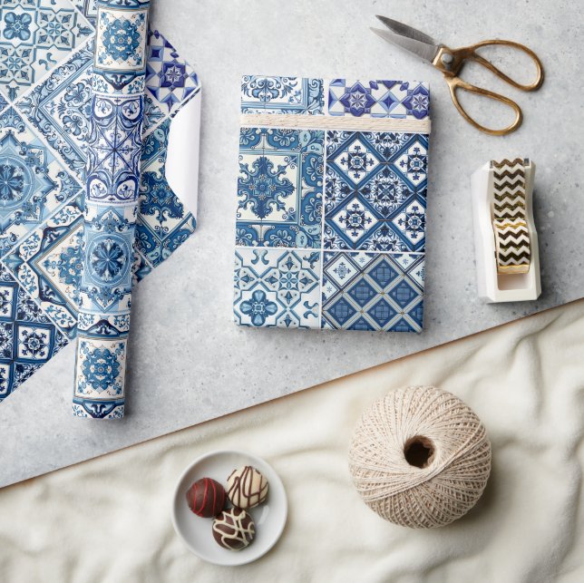 Papel De Presente Azulejos do Mediterrâneo, Portugal, Azulejo, Majol (Artesanato)